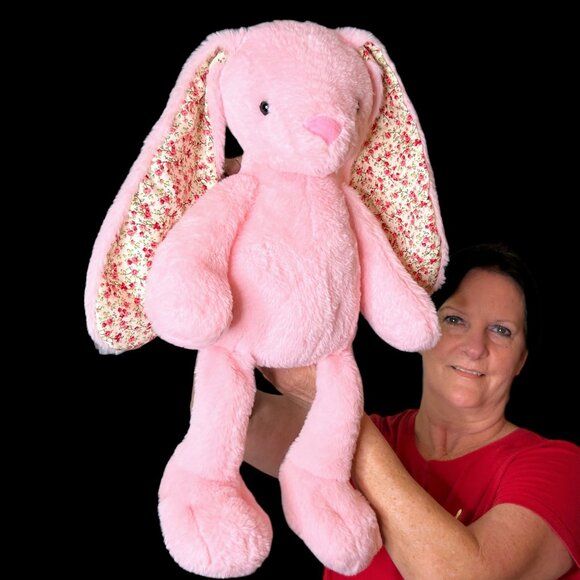 Kaisiyang Pink Bunny Rabbit (Large Floral 12" Ears) 22" Plush Stuffed Animal Toy - Picture 2 of 3